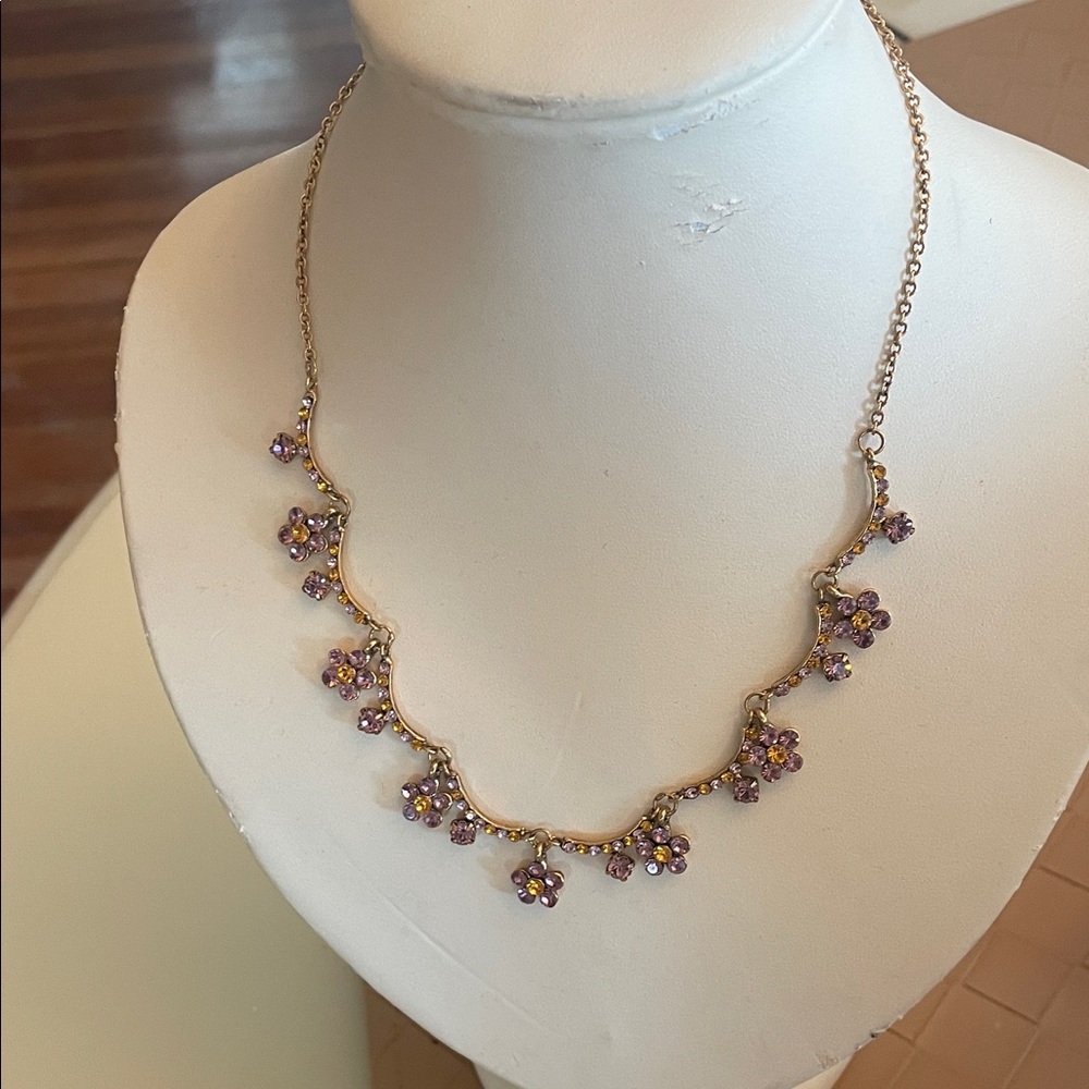 Elegant Gold and Purple Floral Necklace